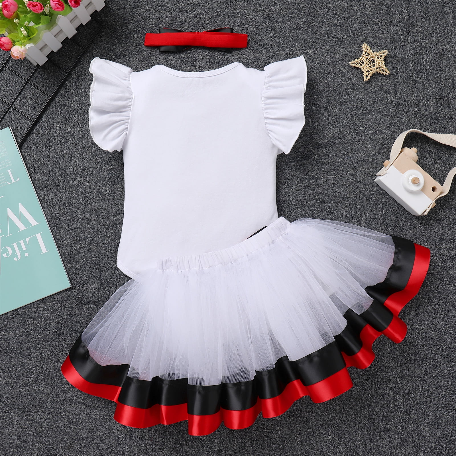IBTOM CASTLE Baby Girl 1st Birthday Outfit Farm Cow Romper Tutu Skirt Headband Cake Smash Photo Shoot Clothes
