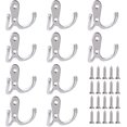thumbnail image 1 of Gancho doble de metal cromado para montaje en pared, almacenamiento versátil para abrigos, bolsos, llaves, perchas multiusos, resistentes y confiables en áreas de dormitorio, baño y armario (20, 1 of 8