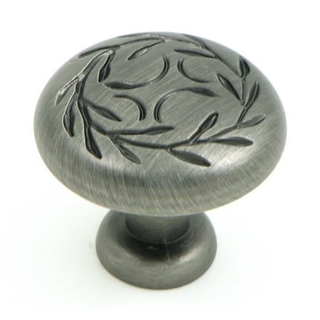 Fancy Double Leaf Knob - Stone Mill Hardware - Weathered Nickel Leaf Cabinet Knob