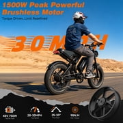 1500W Peak Electric Bike for Adults, 48V 15Ah Battery, 32MPH Fat Tire E-Mountain Bike, 20x4.0 Snow Tire, Dual Suspension, 7-Speed, UL2849