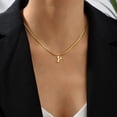 thumbnail image 2 of Collar con colgante de acero inoxidable chapado en oro del alfabeto de A-Z para mujer, cadena de serpiente con letra inicial, collares de clavícula, joyería para el cuello, 2 of 5