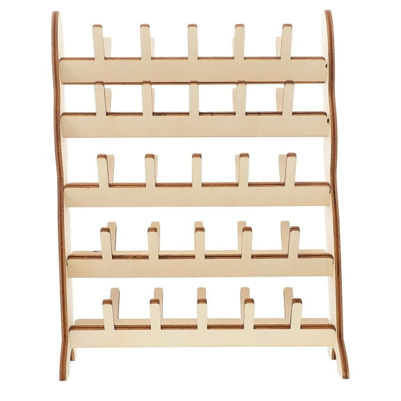 WORGEOUS  Wooden Spool Stand Handle Cart Supplies Foldable Tray Work Beige