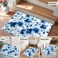 thumbnail image 5 of 2x3 Ft Entryway Area Rug, Blue Flowers Kitchen Rug Runner Washable Floor Mat, Spring Botanical Blossom Motif Non Slip Indoor Door Mat Throw Carpet for Bathroom Living Room Bedroom, 5 of 8