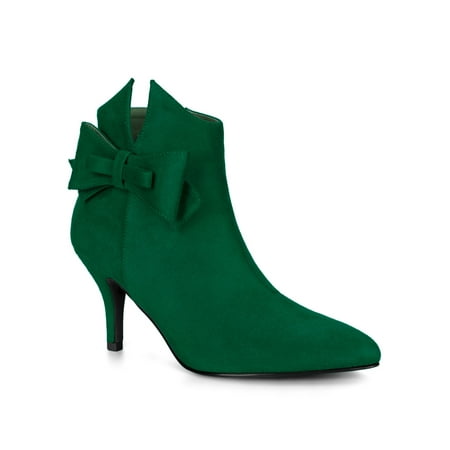 

Unique Bargains Women s Pointed Toe Bow Stiletto High Heel Ankle Boots