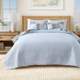 thumbnail image 5 of Striped Quilt Set - Lightweight, Soft, All-Season - 2-Piece Reversible Patchwork Bedding Set (Twin / Twin XL, Blue Stripe Patchwork), 5 of 6