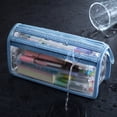 thumbnail image 6 of Grid Mesh Pencil Case with Zipper, Clear Double-layer Pencil Pouch, Travel Makeup Bag, Transparent Stationary Organizer, Travel Friendly For Storing Office Supplies And Organizing Stationery, 6 of 7