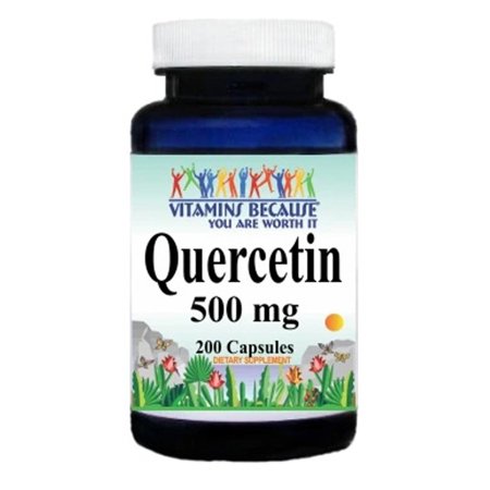 Quercetin 500mg (Quercetin Dihydrate) 200 Capsules by Vitamins Because