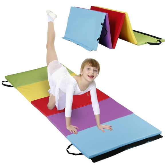 ZOPan 6'x2.5' Gymnastics Mat Foldable Tumbling Mat for Kids w/Carrying Handle Rainbow