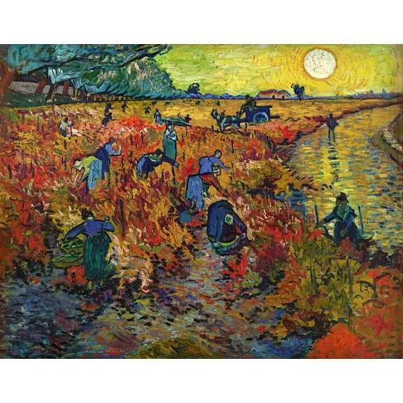 The Red Vineyard by Vincent van Gogh - 12" x 18" Art Print Wall Decor