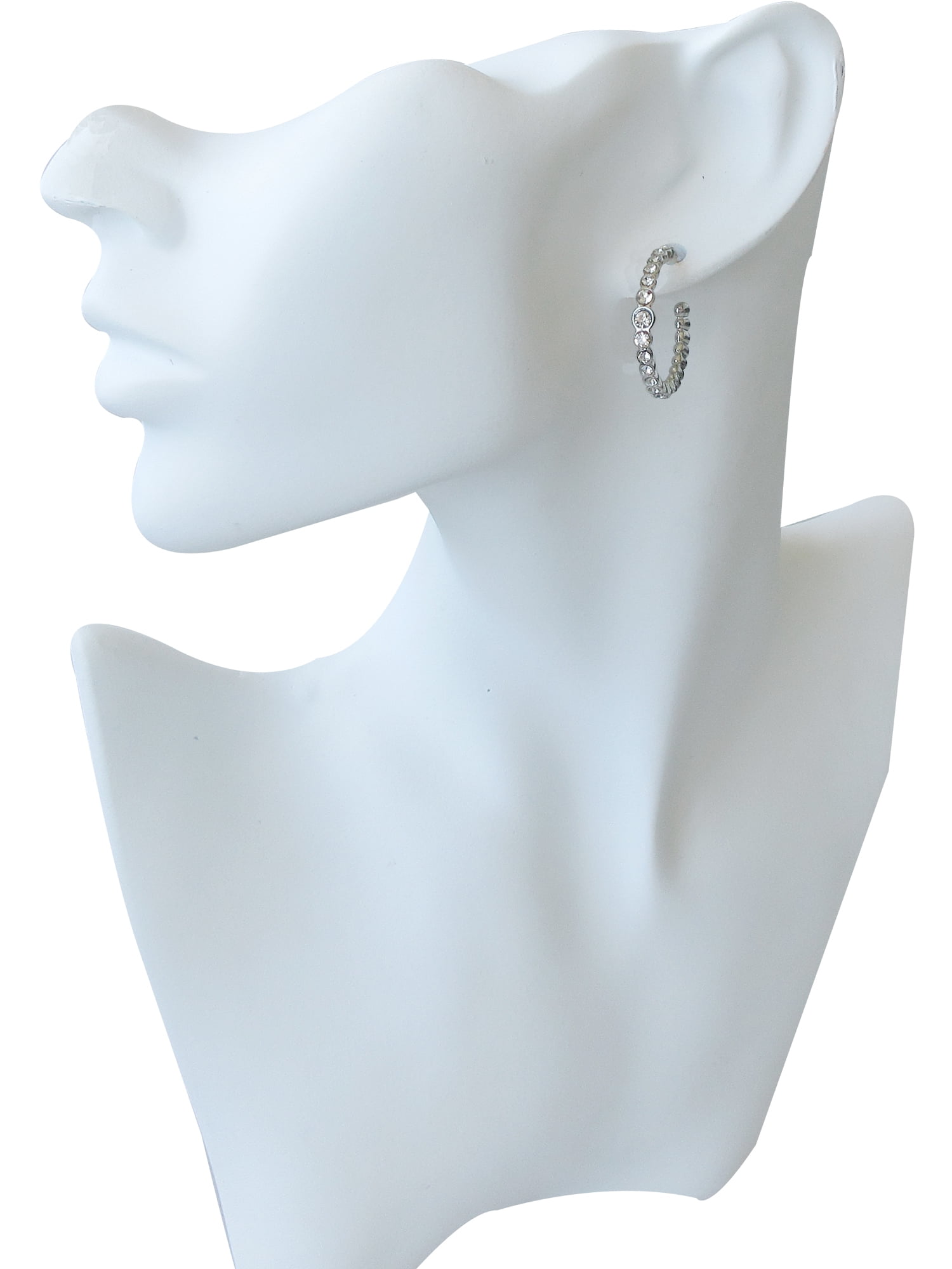 Time and Tru Women's Two Tone Hoop Earring Set with Faux Crystals, 6-Piece