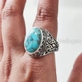 thumbnail image 3 of Blue Copper Turquoise Mans Ring, Natural Copper Turquoise Ring, Silver Jewelry, 925 Silver Ring, Birthday Gift, Heavy Mens Ring, Arabic Design, Ottoman Style Ring, Christmas, Turkey Mens Signet Ring, 3 of 7