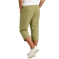 thumbnail image 4 of JUUYY Mens 3/4 Sweatpants Cotton Lightweight Drawstring Elastic Waist Capri Pants Summer Breathable Workout Athletic Joggers Pants Yellow XL, 4 of 6