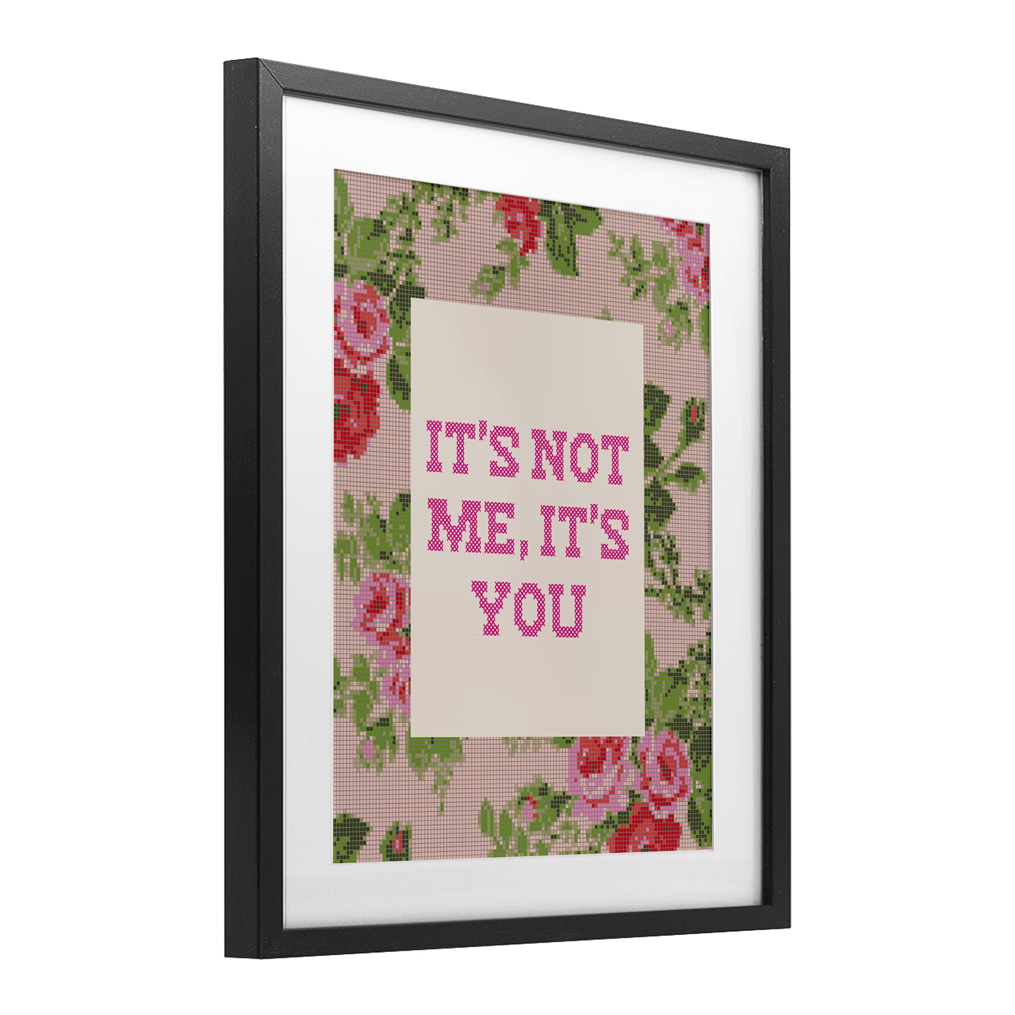 Stupell Industries Not Me It's You Faux Cross Stitch Black Framed Print Under Glass, design by Lil' Rue
