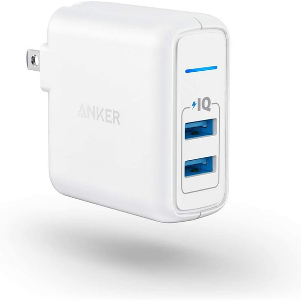 Chargeur USB Anker Elite, chargeur mural double port 24 W, PowerPort 2 avec  PowerIQ et prise pliable, pour iPhone 11/11 
