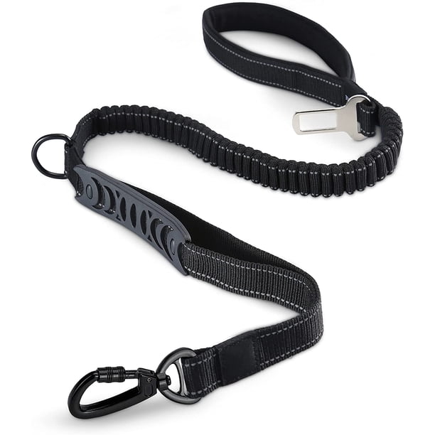 Correa fuerte para perros con asa acolchada Cuerda antitirones Correa de entrenamiento elástica para perros medianos y grandes en tirones pesados ??(110CM-150CM, negro) ZefeiWu 8390612535482