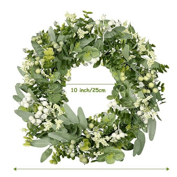 Clearance Artificial flowers under $15,Wreath For Front Door Spring Summer Green Wreath Lifelike Artificial Small Door Wreath Decoration For Farmhouse Wedding Home Window Wall Fireplace