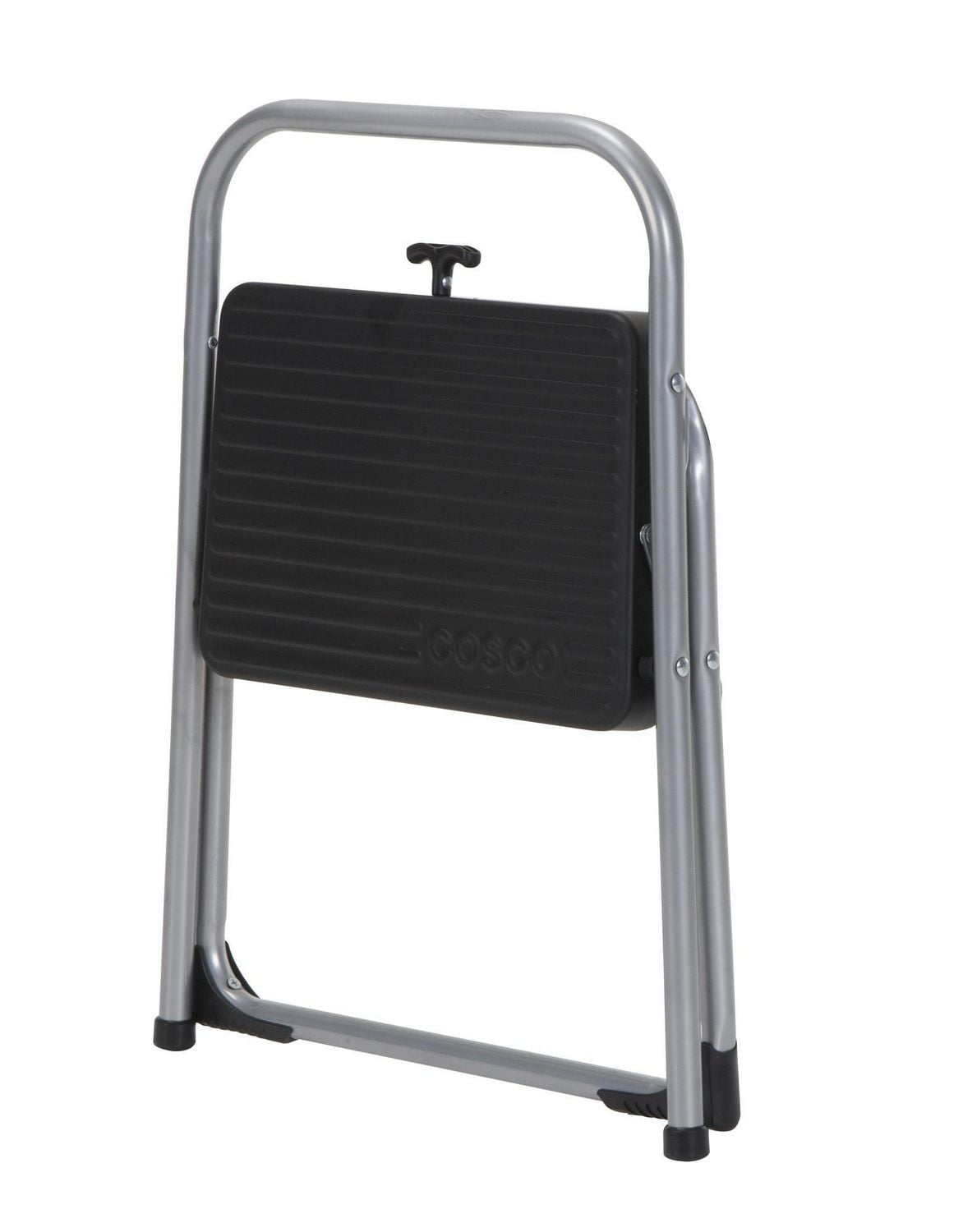 COSCO Folding 1 step steel step stool (Platinum & Black, 7ft 4in Max Reach)