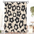 thumbnail image 2 of Black Cute Retro Floral Abstract Flower Shower Curtain for Bathroom 72W*72H Inch 70s Lovely Vintage Aesthetic Funky Bathtub Decor Modern Trendy Waterproof Polyester Fabric Set with 12 Hooks, 2 of 6