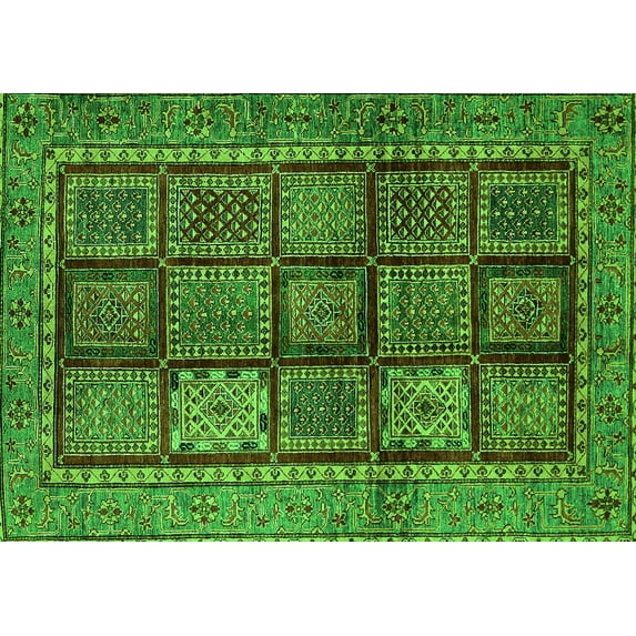 Ahgly Company Indoor Rectangle Abstract Green Modern Area Rugs, 4' x 6'