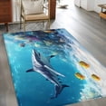 thumbnail image 3 of Ocean Shark Washable Area Rugs 4'x6', Nautical Watercolor Blue Yellow Sea Fish Coral Low Pile Throw Living Room Rug Non-Slip Sturdy Edge Binding Carpet for Indoor Entryway Bedside Kitchen, 3 of 9