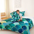 thumbnail image 4 of Homewish Magic Mermaid Scale Queen Comforter Set,Coastal Beach Comforter Sets Queen，Green,Reversible,3 Pieces,1 Comforter and 2 Pillowcases, 4 of 7