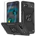 thumbnail image 1 of Case For Google Pixel 6A With Screen Protector Tempered Glass, Heavy Duty Shockproof Tough Armour Case With Stand Protective Personalised Phone Cover - Black[L2787], 1 of 5