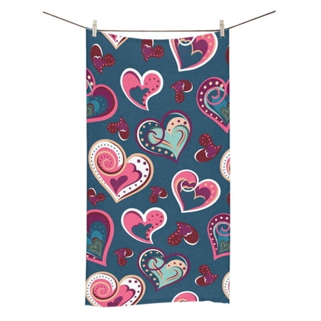 MKHERT Doodle Hearts Bath Towel Shower Towel Wash Cloth Face Towels 16x28 Inches