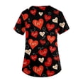 thumbnail image 4 of Valentines Day Scrub Tops Women Casual Short Sleeve Cute Love Heart Printed Scrubs Loose V Neck Scrub Shirts Medical Nurse Uniform Nursing Workwear with Pockets Vermilion S, 4 of 5