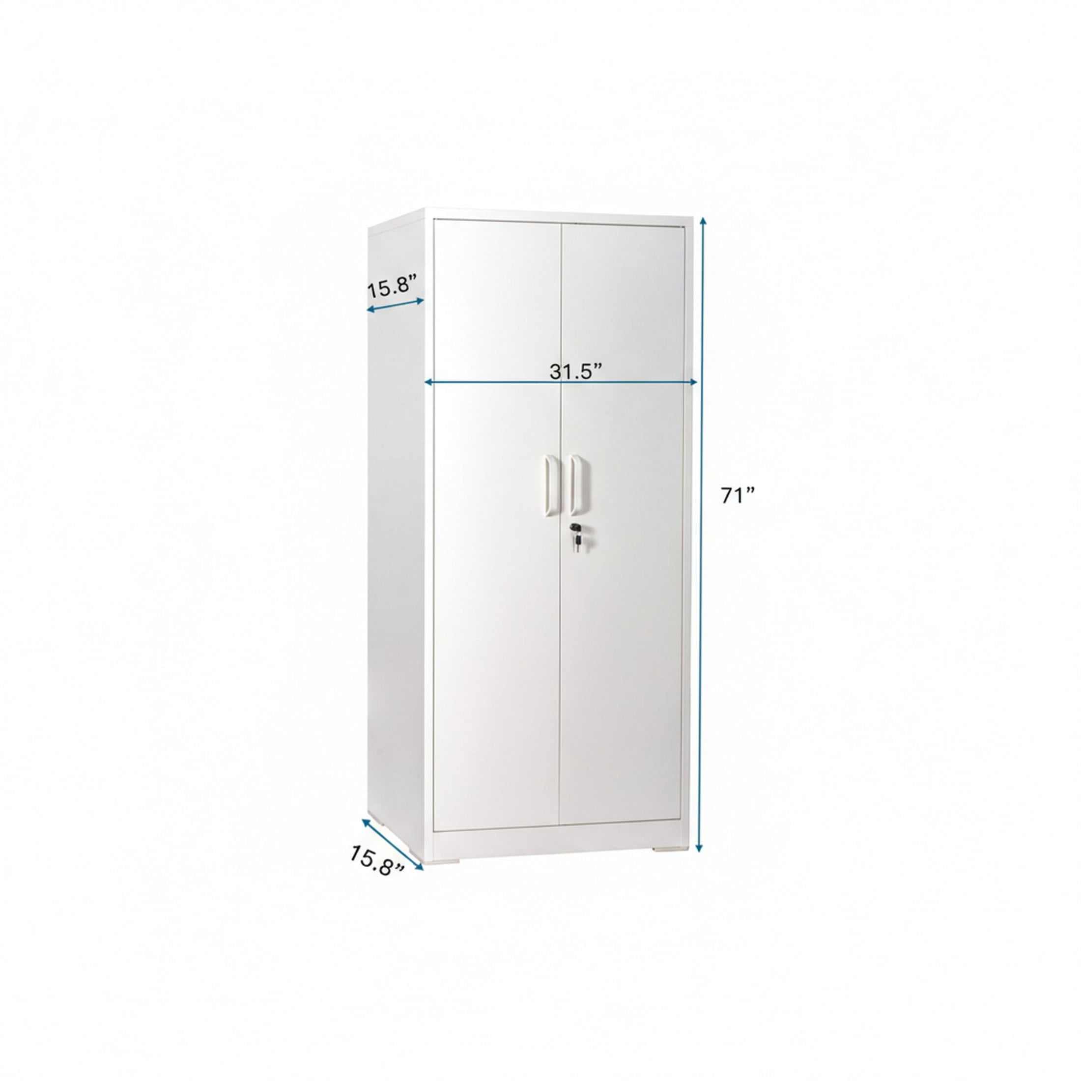 GDF Studio 71" Heavy-Duty Metal Storage Cabinet with Locking Doors & 4 Adjustable Shelves, Cream White
