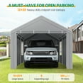 thumbnail image 4 of HOTEEL Carport 12x20 ft Heavy Duty Car Canopy with Roll-up Windows Portable Garage with Removable Sidewalls & Door, Outdoor Canopy Carport Portable Car Tent Garage Car Canopy with Steel Frame, Gray, 4 of 13