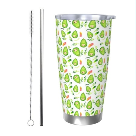 

Goofa Kawaii Avocado for 20 oz Skinny Tumbler Stainless Steel Coffee Mug Slim Vacuum Insulated Travel Cup Car Cup-Straw Two-piece Set