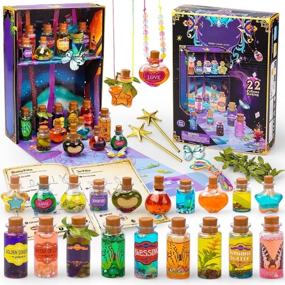 KiddiTouch Fairy Potion Kit for Kids, 22 Bottles Magic Potion Making Kits, Creative Toy Birthday Gift for Girls and Boys Age 6 7 8 9 10 11 12 Years