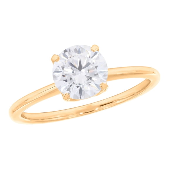 KEEVA JEWELS 1.25 Carat Round EF/VVS-VS Moissanite Solitaire Engagement Ring for Women Made in Yellow Gold Plated Silver Size 10