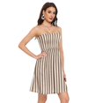 thumbnail image 2 of Dailycode Summer Dresses for Women Strapless Casual Beach Cover Ups Brown and White Striped Tube Top Sundress, 2 of 7