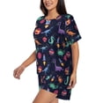 thumbnail image 3 of Womens Pajama Sets With Pocket, Space dinosaur A Lounge Sets Short Sleeve Sleepwear PJ Sets for Women, 3 of 6