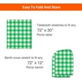 thumbnail image 4 of Picnic Table Cover With Bench Covers, Niyattn Fitted Table Covers Vinyl Tablecloth with Flannel Backing For 6 Foot Tables, Elastic Edge Waterproof for Home Goods Indoor Outdoor Patio, Green White, 4 of 6