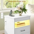 thumbnail image 3 of Set of 2 Nightstand with 2 Storage Drawers and Charging Station, Modern Night Stand Bedside Table with LED Lights and Sliding Desktop, Large End Side Table for Bedroom Living Room, White, 3 of 10
