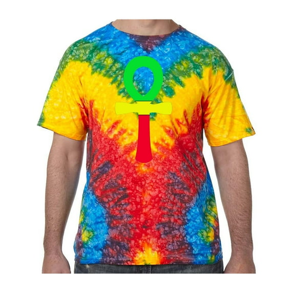 Rasta Ankh Symbol Tie Dye Tee Shirt - Woodstock, Small