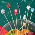 thumbnail image 2 of 100 palillos de bambú para cócteles navideños, palillos de dientes con forma de Papá Noel, copos de nieve, árbol, bebida, fruta, postre, comida, decoración para fiestas navideñas 2024, 2 of 5