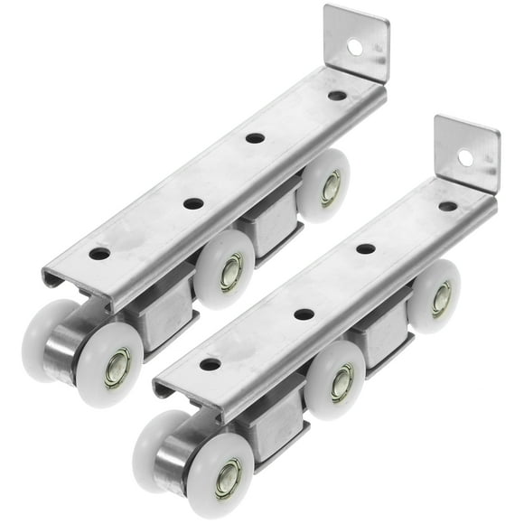 WORGEOUS 1 pieza de rodillo de riel para puerta de granero, sistema de riel para puerta, accesorios para colgar, 6 ruedas, rodillo de riel deslizante (plateado, azul oscuro)