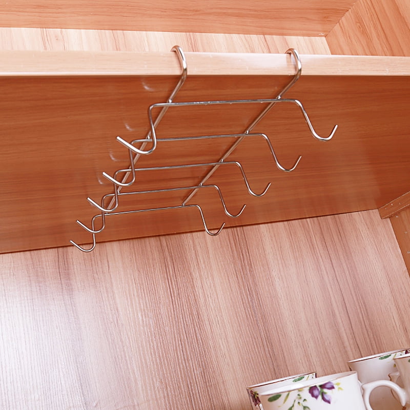 Mug Holder 10 Hooks Under Shelf Cup Holders Hanger Coffee Cabinet Kitchen Storage Rack Silver Mug Holder 10 Hooks Under Shelf Cup Holders Hanger Coffee Cabinet Kitchen Storage Rack Silver