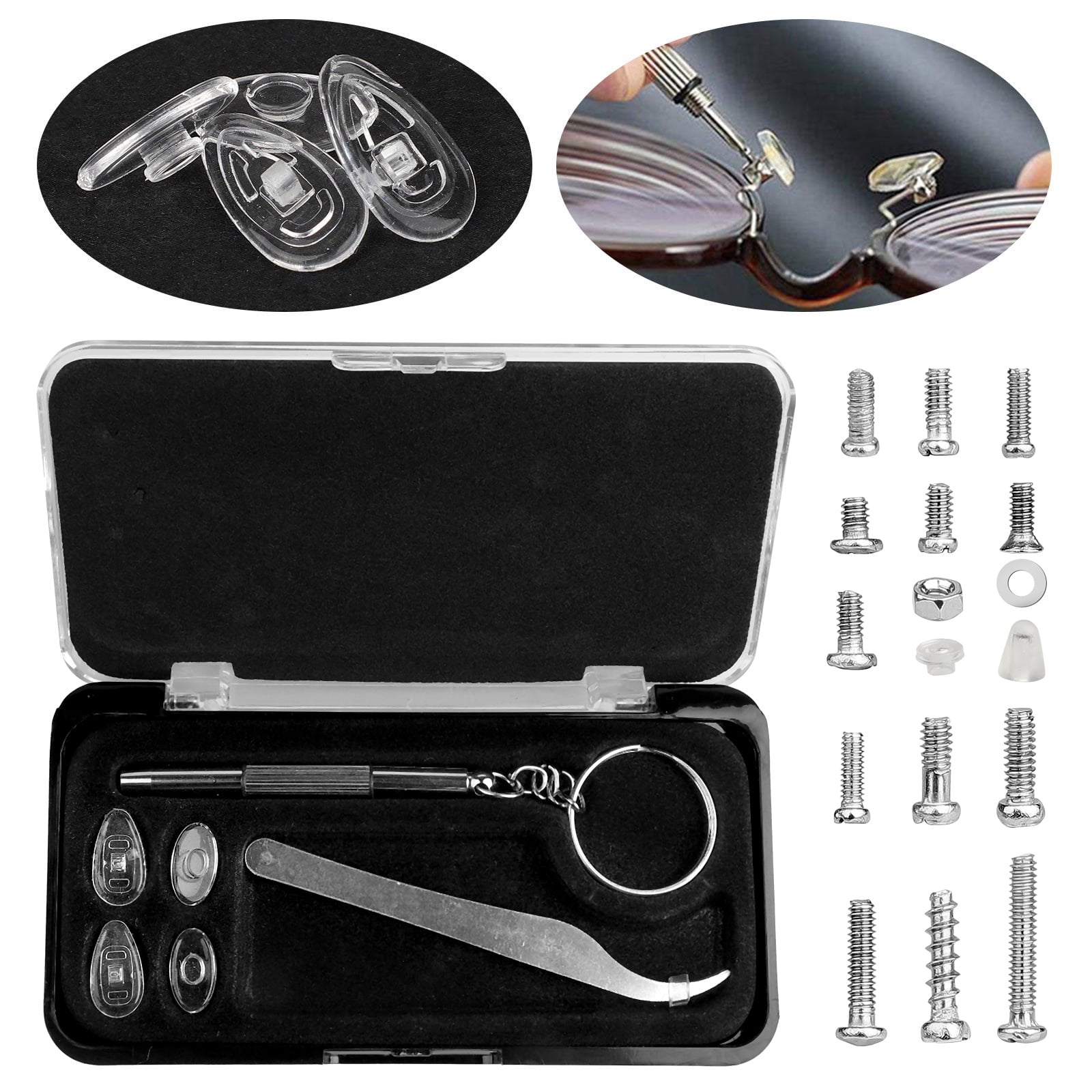 Eyeglass Repair Kit with 6 Pcs Screwdrivers and Stainless Steel Glass Screws for Glasses Sunglass Repair Eye Glass 