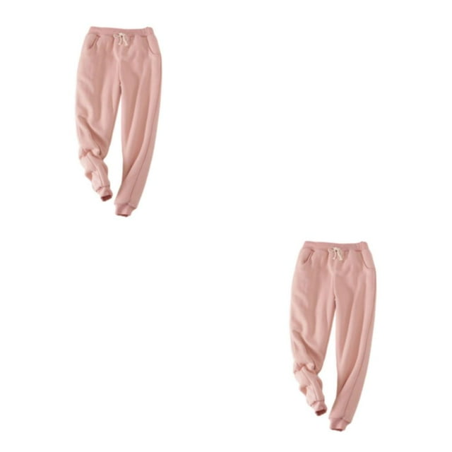 Ruiboury Stylish And Versatile Pants For Cozy Winter Stay Fashionable And Comfortable pink M 2Set