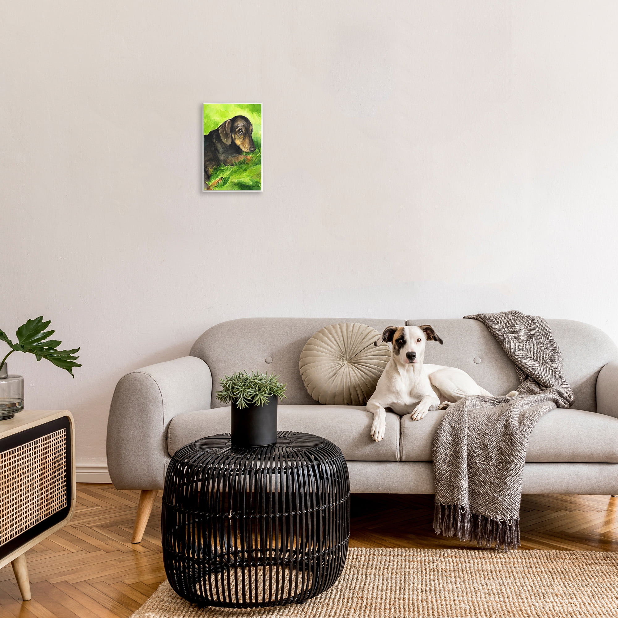 Stupell Industries Dachshund Relaxing in Grass Animals & Insects Painting Unframed Art Print Wall Art, 10 x 15