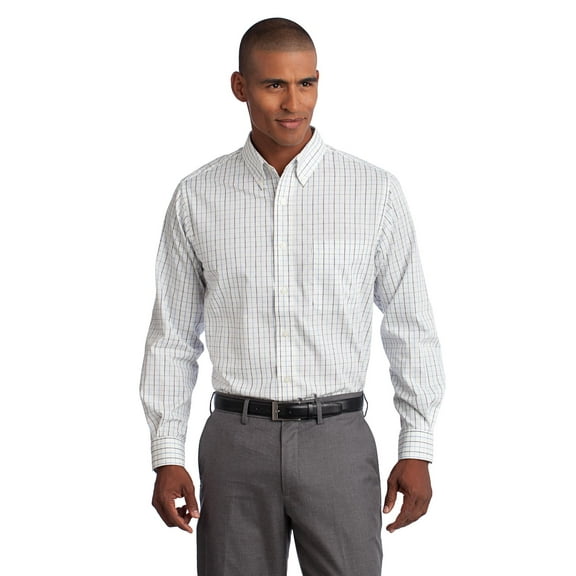 Port Authority S642 Tattersall Easy Care Shirt, Mens Casual Button Down Shirts