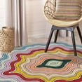 thumbnail image 3 of 17x17, Area rug, Hand tuffed carpet, Rainbow wool rugs, Bed, Living, Room, 3 of 7