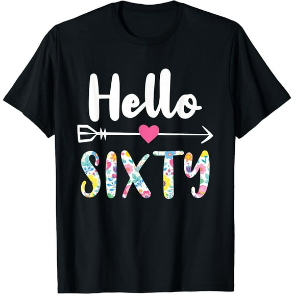 Womens Hello Fifty 60th Birthday T-Shirt Black Large