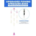 thumbnail image 3 of BLUEWING 18in Upgraded Fishing Spreader Bar Port Canyon with 6in Floating Squids, Trolling Birds, Big Game Trolling Lure and 316 Stainless Steel Rod for Wahoo Tuna Marlin Mahi Mahi, Pink/Glow, 3 of 9