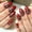 Burgundy, white, green, variant on BUDAO00 Fall Press On Nails, Brown Orange Maple Leaf Design with White Accent Nails, Medium Long Square Full Cover Fake Nails for Fall Events, Autumn Outfits and Manicure Styling