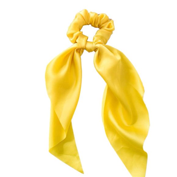 1 unidad de lazo amarillo para mujer y niña, cinta de satén, bufanda para cola de caballo, lazo para el pelo, gomas para el pelo, banda elástica para el pelo, bandas elásticas y corbatas, clips y pasa